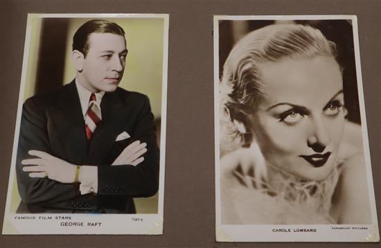 An early 20th century postcard and photograph album, stars of film and stage